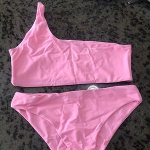ZAFUL pink one shoulder bikini set